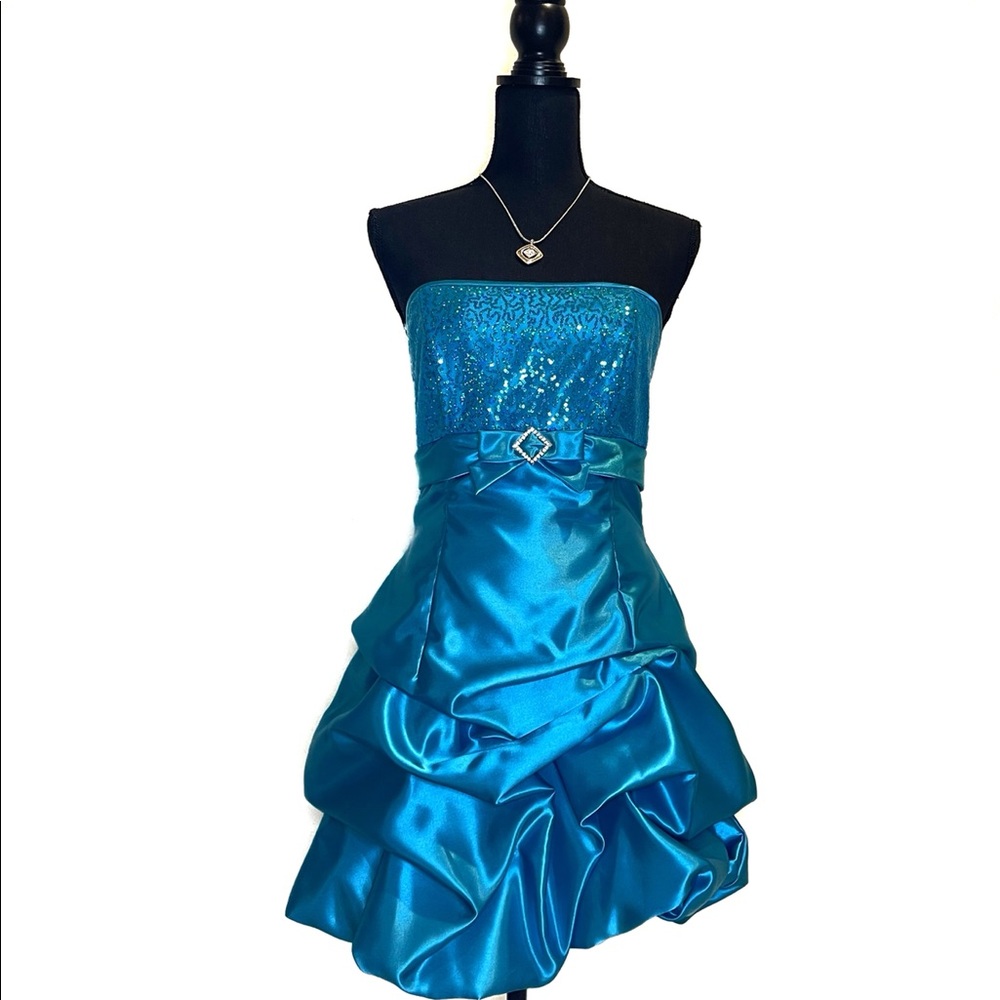 NWT Jessica McClintock strapless turquoise dress
